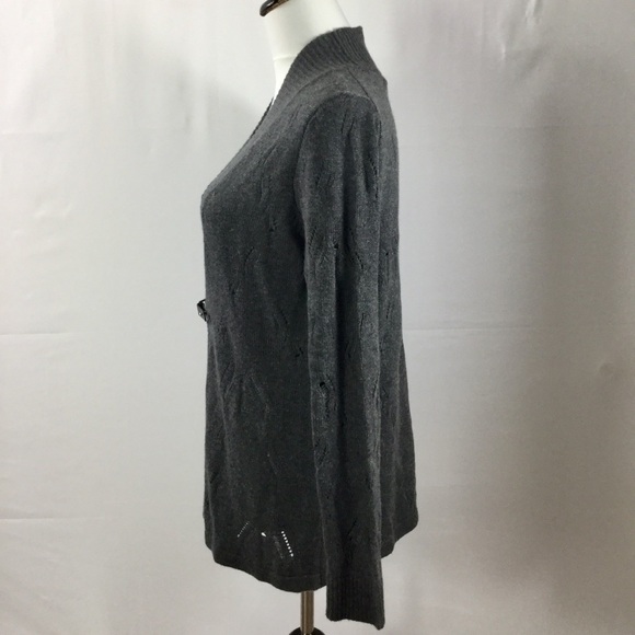 ELLIOTT Lauren Gray Silk and Cashmere Open Knit Cardigan Sweater Size S - Picture 4 of 8